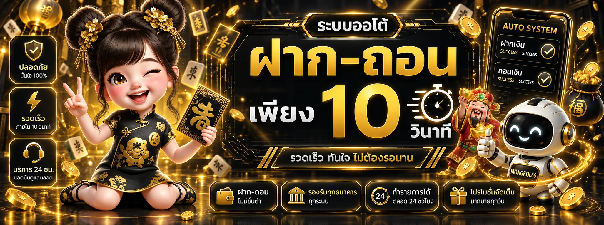 ระบบฝากถอนออโต้ MONGKOL66 พร้อมสถานะรายการ